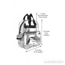 DALIX Small Clear Backpack Transparent PVC Security Security School Bag in Light Gray